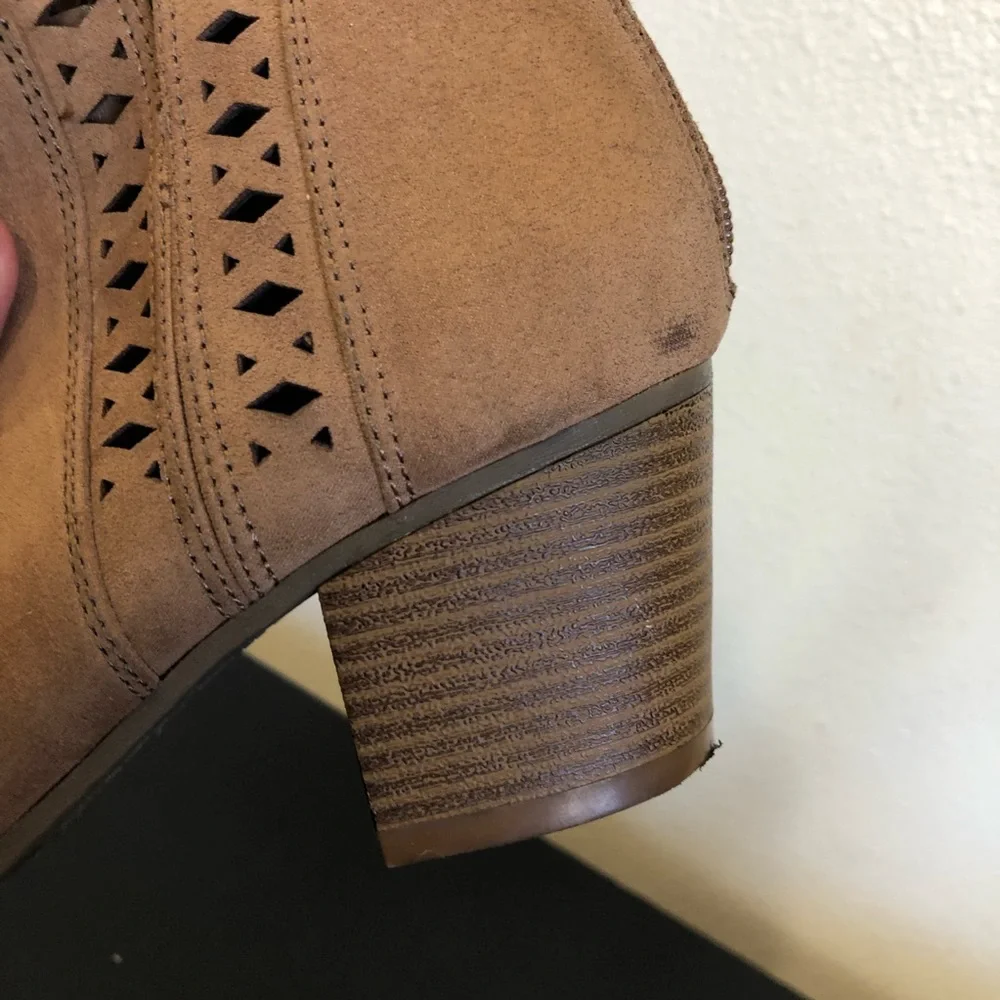 Indigo Rd Brown Faux Suede Cut Out Ankle Boots